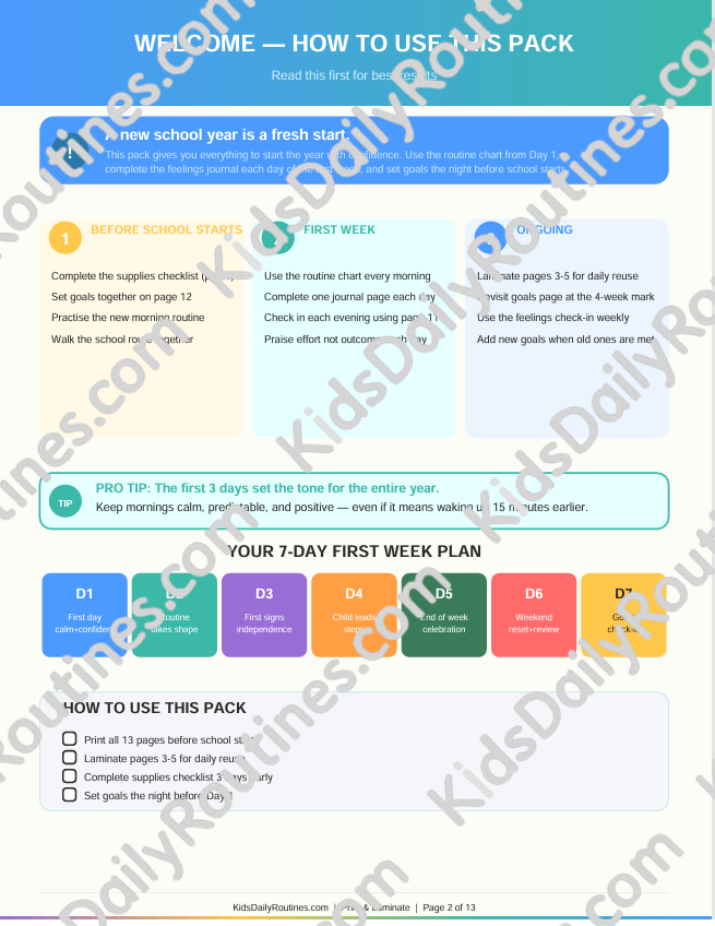 Back to School Transition Pack — Start the Year Confident, Calm, and Ready [Ages 4–10]