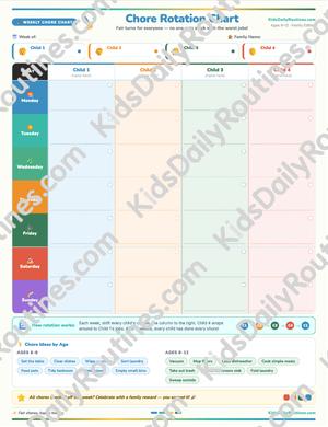 Chore Rotation Chart — Fair Chores, Zero Arguments, All Year Round [Ages 4–14]