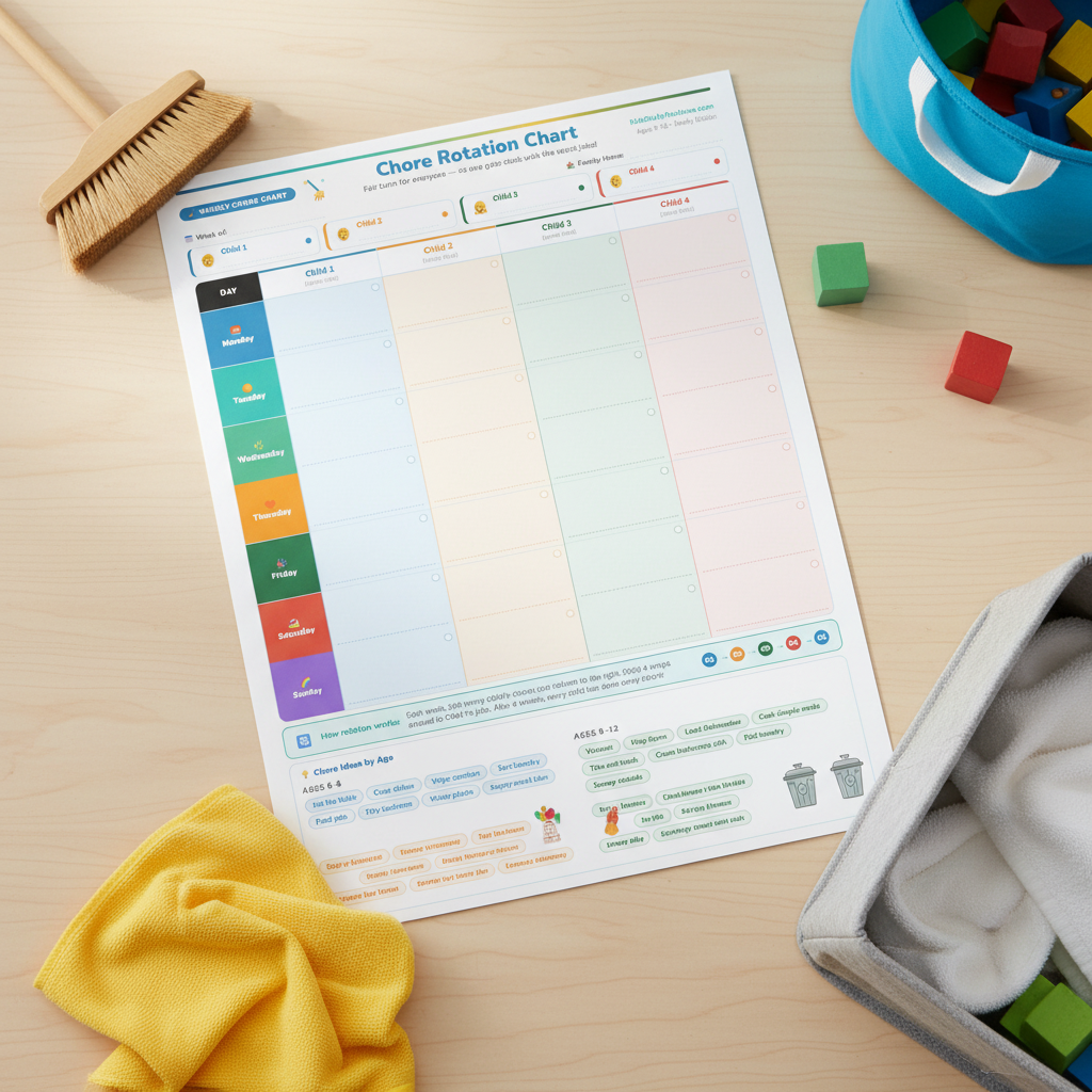 Chore Rotation Chart — Fair Chores, Zero Arguments, All Year Round [Ages 4–14]
