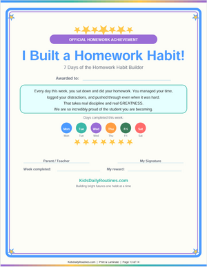 Homework Habit Builder — From Homework Battles to Study Skills in 7 Days [Ages 6–12]