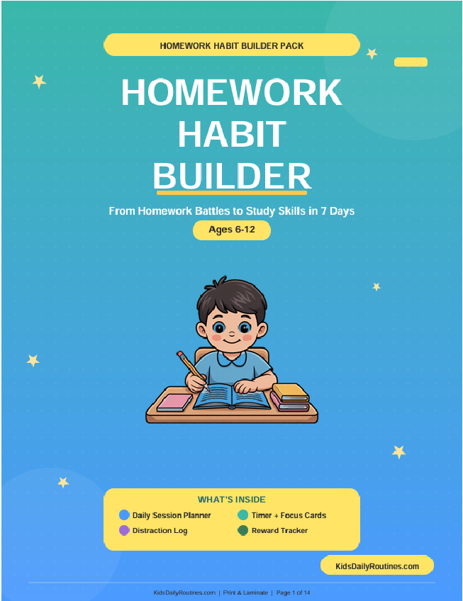 Homework Habit Builder — From Homework Battles to Study Skills in 7 Days [Ages 6–12]