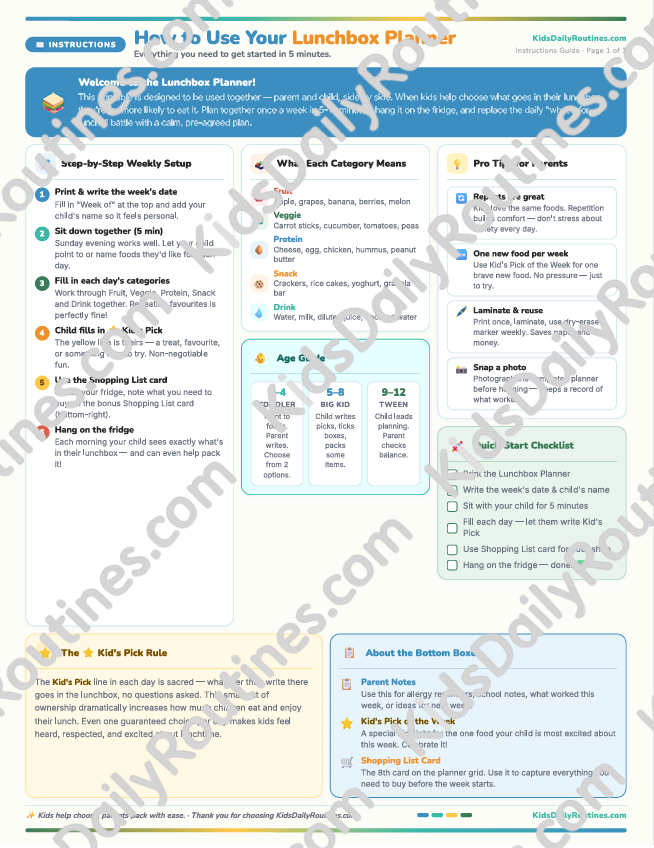Lunchbox Planner — End the Daily "What's for Lunch?" Battle [Ages 2–12]