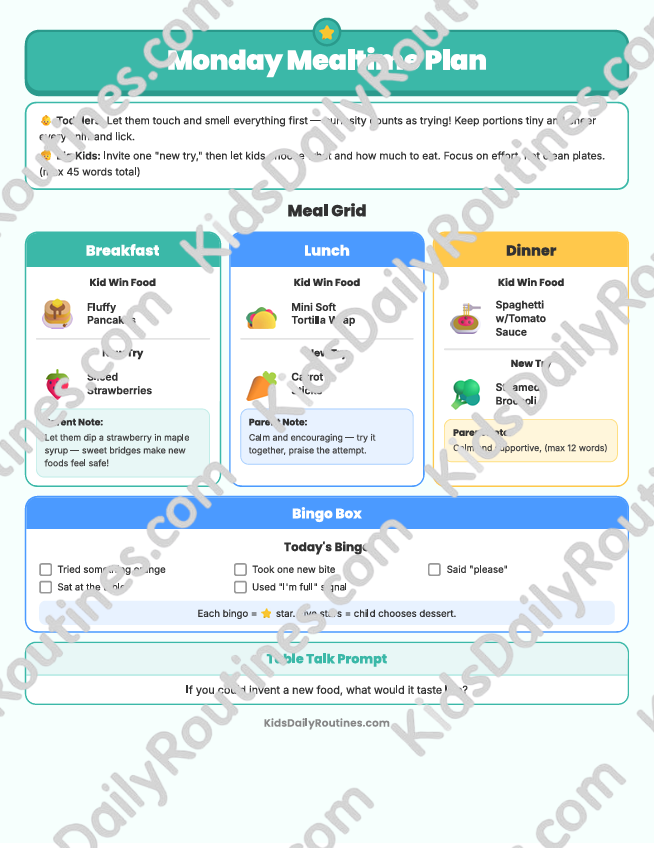 Mealtime Meltdown Manager — Printable Mealtime Routine System