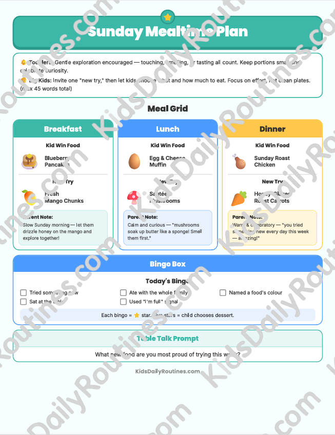 Mealtime Meltdown Manager — Printable Mealtime Routine System