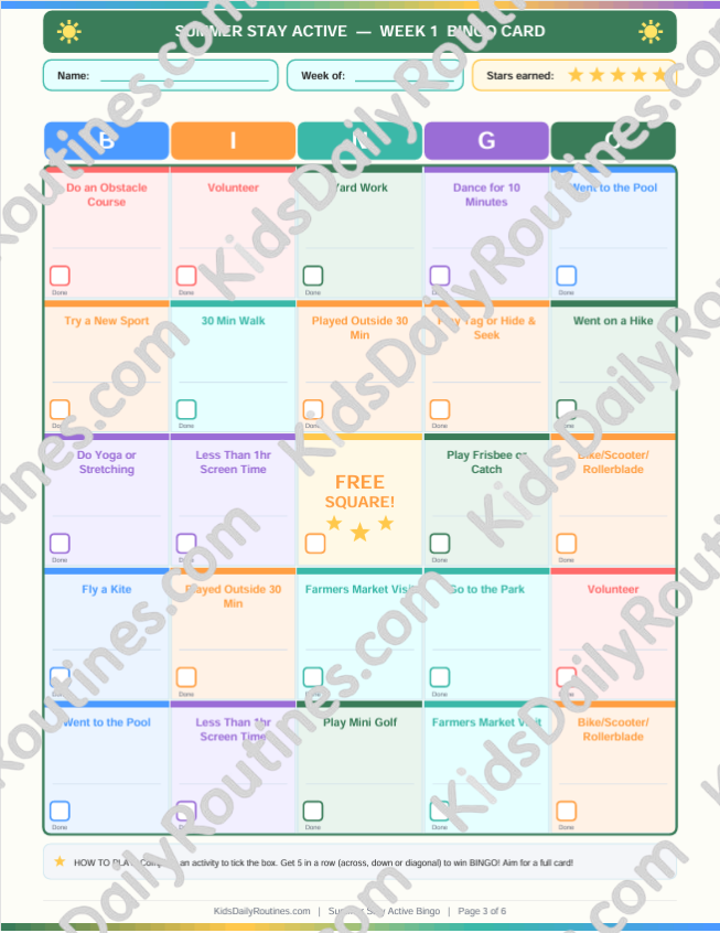 Summer Bingo Bundle — Stay Sharp + Stay Active