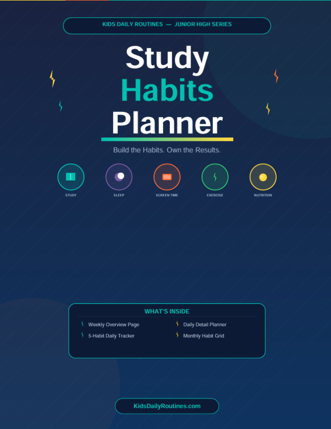 Junior High Study Habits Planner — Printable Study & Habit Tracker for Ages 11-14