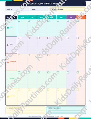 Junior High Study Habits Planner — Printable Study & Habit Tracker for Ages 11-14
